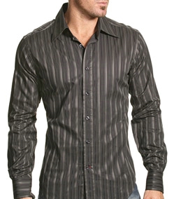 Mens Casual Black Shirt with White Stripes