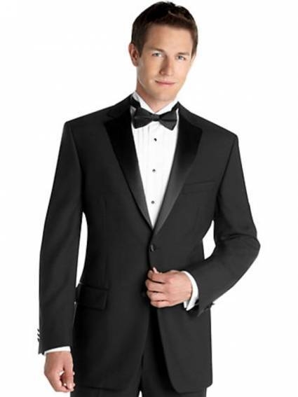 A 2 Piece Tuxedo tailored with a satin faced lapel and buttons, brings a sharp elegance to black tie affairs with the clean, simple line of a Classic Silkhouette.

